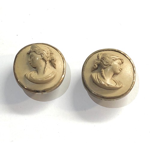 326 - carved lava cameo button / cufflinks