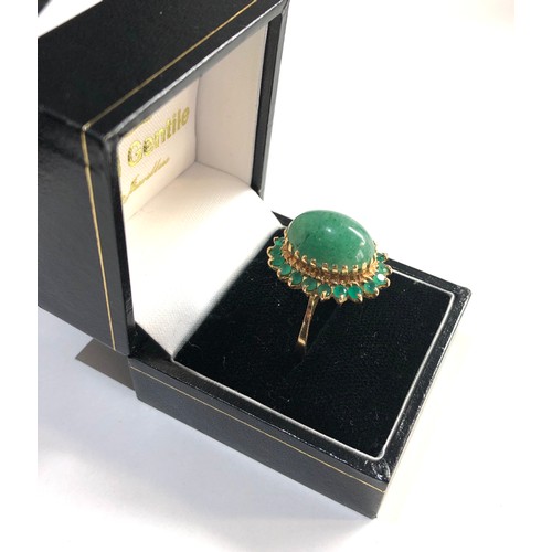 84 - 18ct Gold green gemstone cocktail ring, weight approx 3g ring size approx o/p