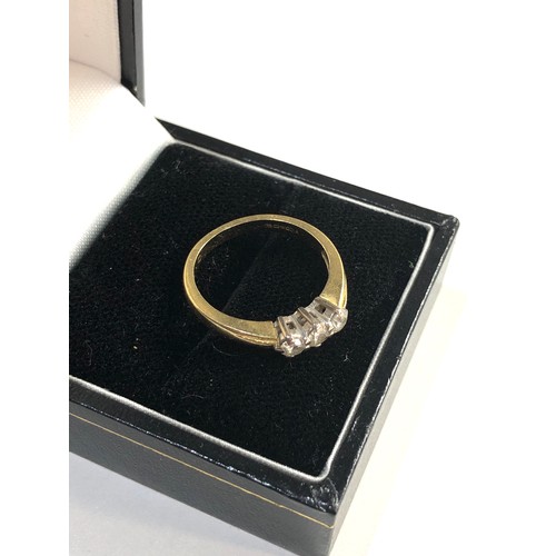 99 - 18ct Gold 0.33ct Diamond trilogy ring, ring size approx l/m weight approx 3.4g