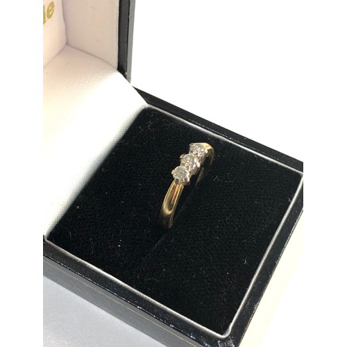 99 - 18ct Gold 0.33ct Diamond trilogy ring, ring size approx l/m weight approx 3.4g