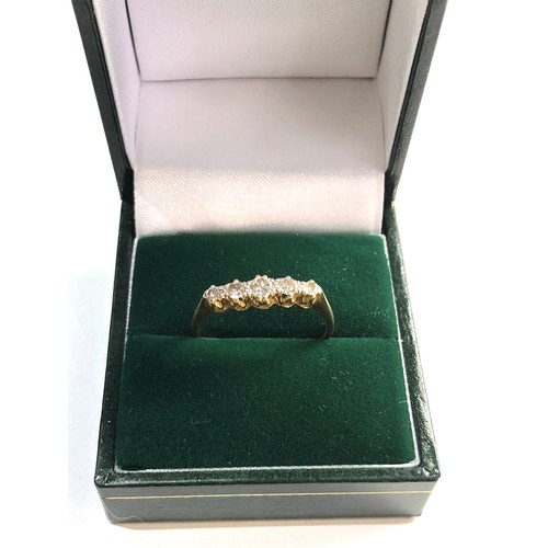 305 - 18ct gold 5 stone diamond ring, ring size approx T