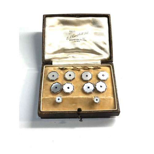 275 - Antique 9ct /18ct gold button stud cufflinks boxed set