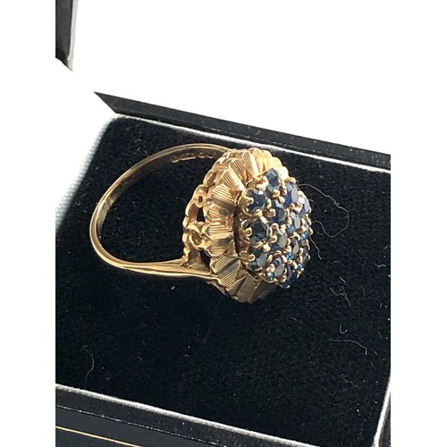 286 - 9ct gold sapphire ring,  ring size approx o