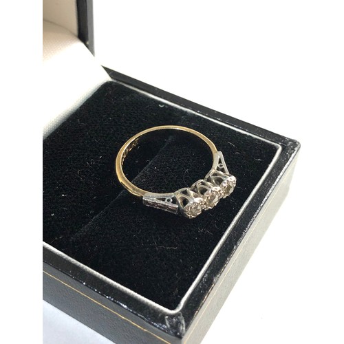 62 - 18ct Gold and diamond trilogy ring ring size approx k/l weight approx 2.2g