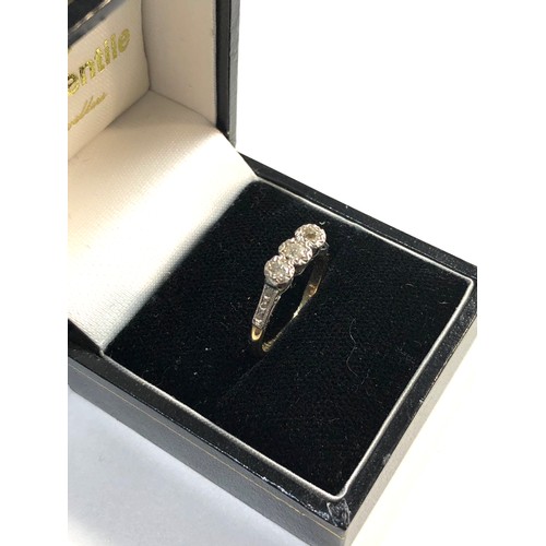 62 - 18ct Gold and diamond trilogy ring ring size approx k/l weight approx 2.2g