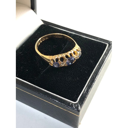 58 - 18ct gold sapphire gypsy ring weight approx 3.6g size approx p