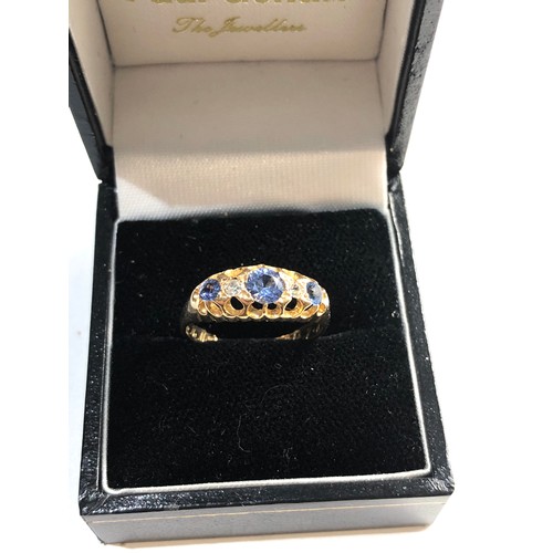 58 - 18ct gold sapphire gypsy ring weight approx 3.6g size approx p