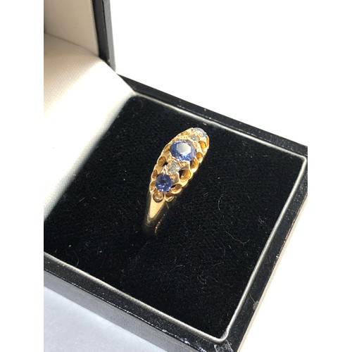 58 - 18ct gold sapphire gypsy ring weight approx 3.6g size approx p