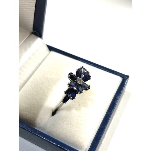 109 - 18ct white gold sapphire & diamond ring weight approx 3g ring size approx q/r