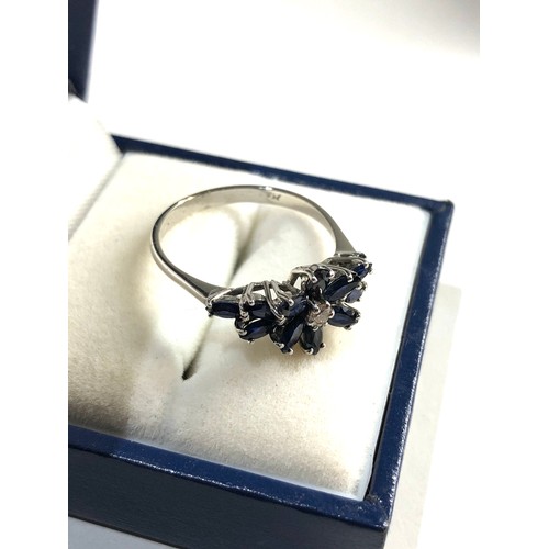 109 - 18ct white gold sapphire & diamond ring weight approx 3g ring size approx q/r