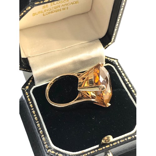 146 - Large 14ct gold citrine cocktail ring, ring size approx K 10.3g, Good overall condition, no stones m... 