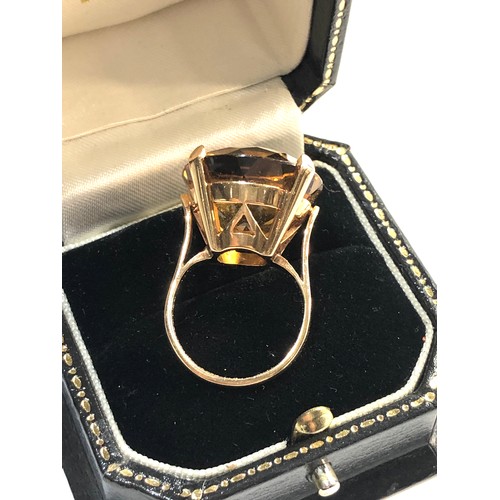 146 - Large 14ct gold citrine cocktail ring, ring size approx K 10.3g, Good overall condition, no stones m... 