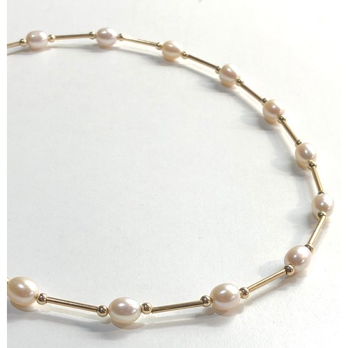 1 - 14ct gold and pearl necklace clasp hallmarked 585 measures 43cm weight 10.4g