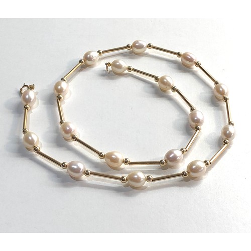 1 - 14ct gold and pearl necklace clasp hallmarked 585 measures 43cm weight 10.4g