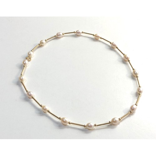 1 - 14ct gold and pearl necklace clasp hallmarked 585 measures 43cm weight 10.4g