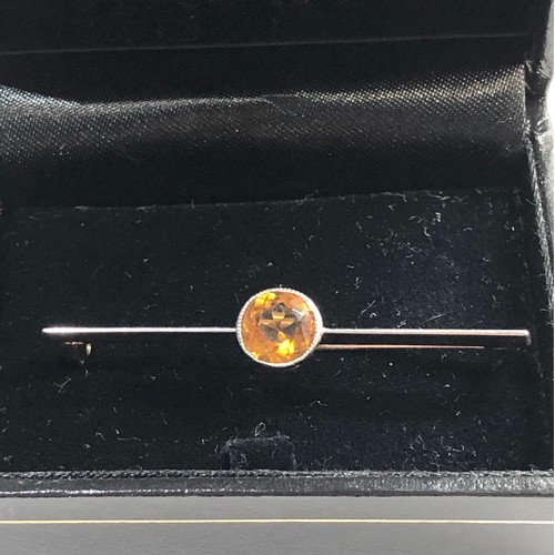 3 - Antique high carat gold & citrine brooch measures approx49mm weight 4.3g