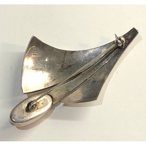 4 - Modernist danish silver brooch by N.E.FROM measures approx 66mm by 40mm, clasp in good working order... 