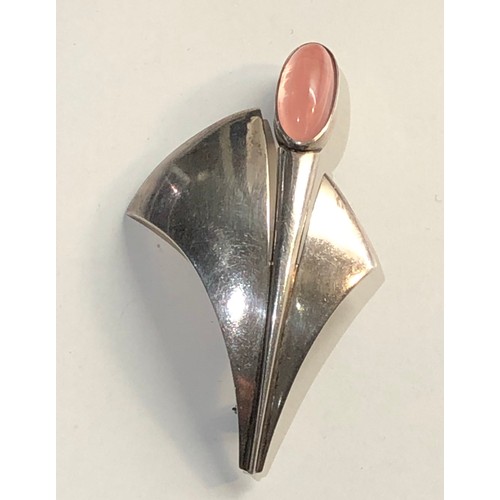 4 - Modernist danish silver brooch by N.E.FROM measures approx 66mm by 40mm, clasp in good working order... 