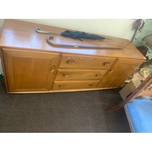 377 - Vintage 2 door 3 draw teak Ercol Sideboard measures approx 61ins height 27ins