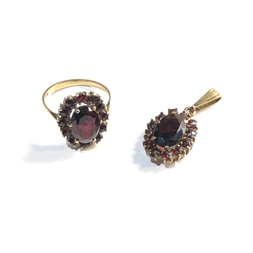 185 - 8ct gold and garnet ring and pendant ring size approx p