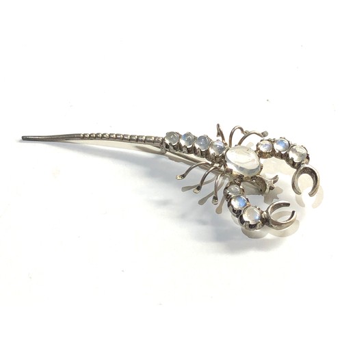 208 - silver moonstone scorpion brooch