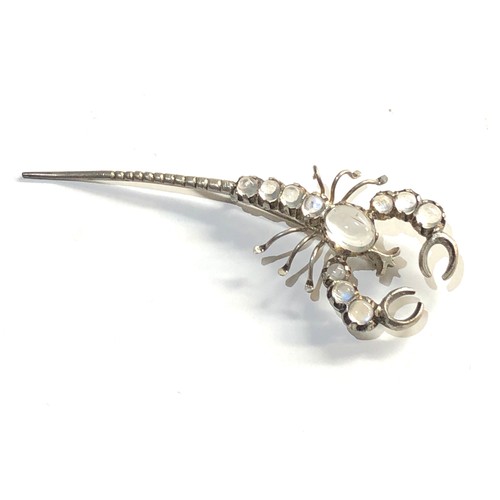 208 - silver moonstone scorpion brooch