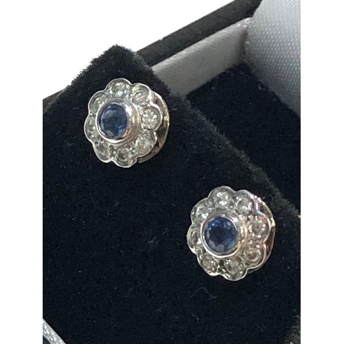 68 - 9ct gold diamond sapphire earrings