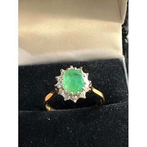 268 - 9ct gold diamond & emerald ring ring size approx Q