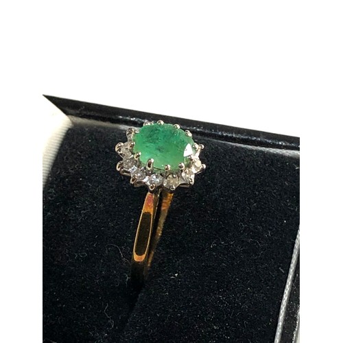 268 - 9ct gold diamond & emerald ring ring size approx Q