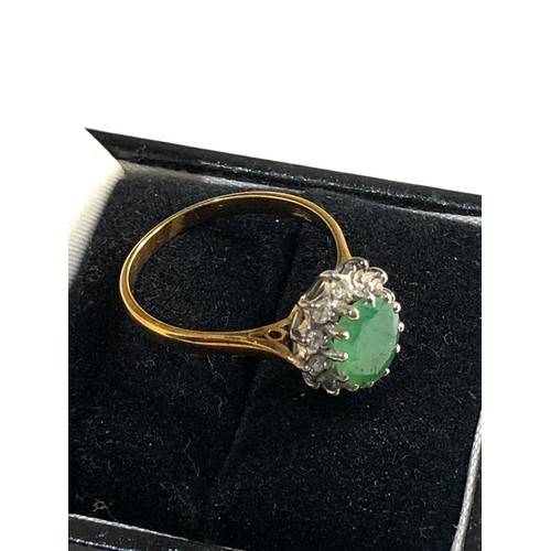 268 - 9ct gold diamond & emerald ring ring size approx Q