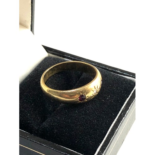 217 - 18ct gold diamond and garnet ring ring size approx q/r