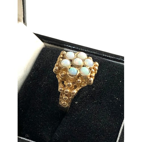 282 - 9ct gold opal ring, Good overall condition, no stones missing