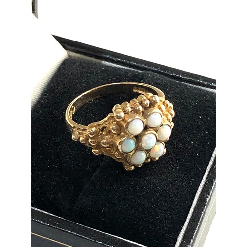 282 - 9ct gold opal ring, Good overall condition, no stones missing