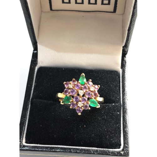 234 - 18ct gemstone cluster ring ring size approx N