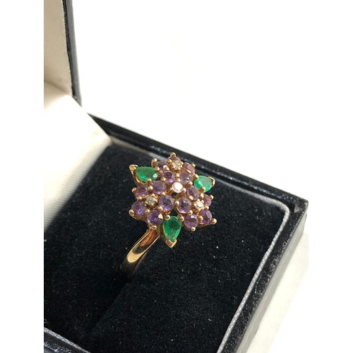 234 - 18ct gemstone cluster ring ring size approx N