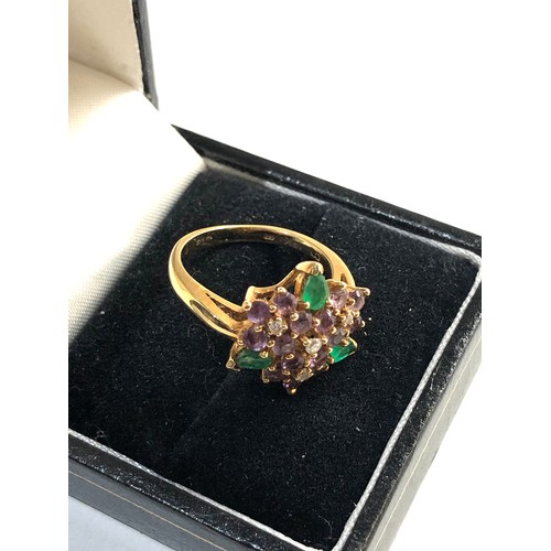 234 - 18ct gemstone cluster ring ring size approx N