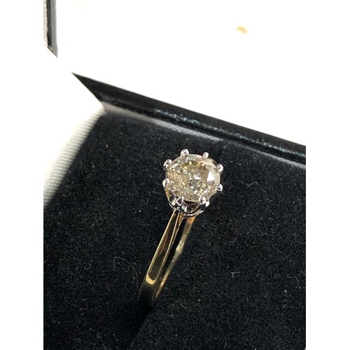 87 - 18ct gold diamond ring diamond measures approx 6mm dia ring size approx n