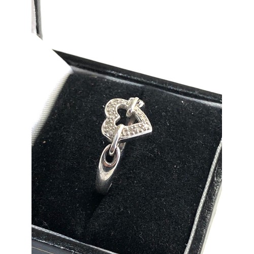 151 - 9ct white gold diamond heart ring ring size approx n weight approx 3.3g