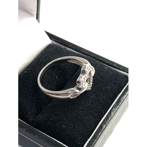 151 - 9ct white gold diamond heart ring ring size approx n weight approx 3.3g