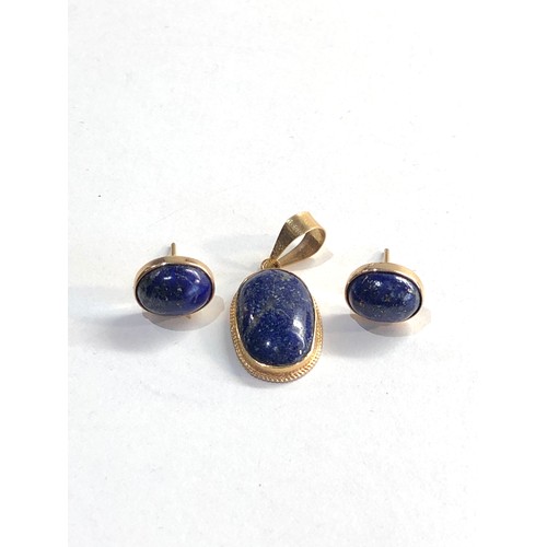 277 - 18ct gold lapis pendant and earrings