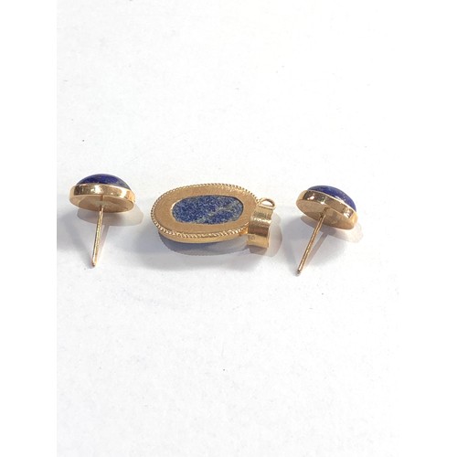 277 - 18ct gold lapis pendant and earrings