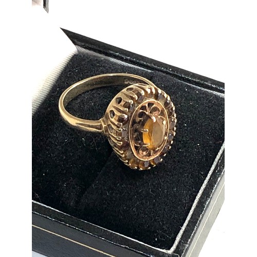 96 - 9ct gold citrine ring weight approx 4.8g ring size approx q/r, Good overall condition, no stones mis... 