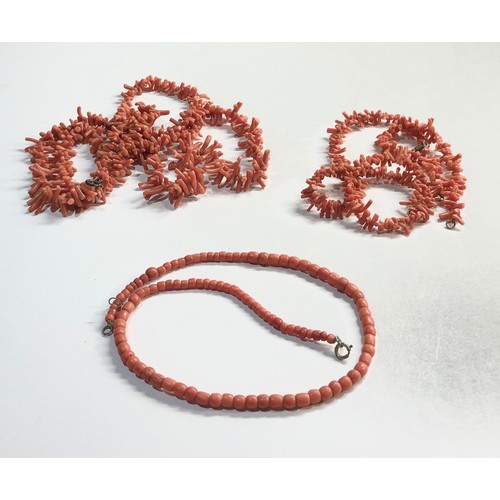 78 - 4 antique  coral necklaces and bracelets