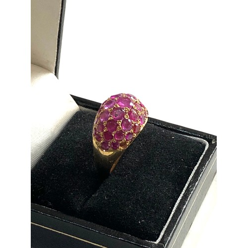 221 - 18ct gold ruby dome ring missing stone ring size approx k/l