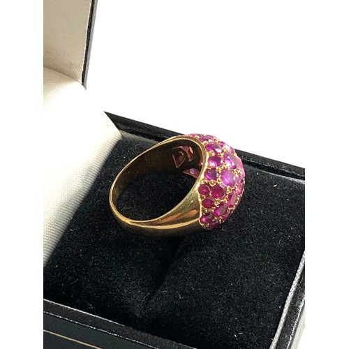 221 - 18ct gold ruby dome ring missing stone ring size approx k/l