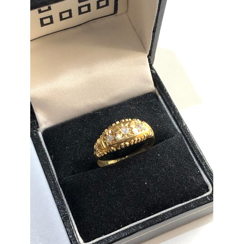 158 - 18ct gold diamond gypsy ring, ring size approx q, weight approx 3g, Good overall condition, no stone... 