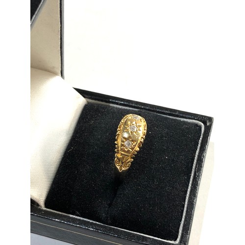 158 - 18ct gold diamond gypsy ring, ring size approx q, weight approx 3g, Good overall condition, no stone... 