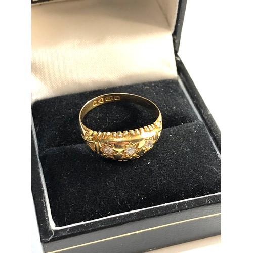 158 - 18ct gold diamond gypsy ring, ring size approx q, weight approx 3g, Good overall condition, no stone... 