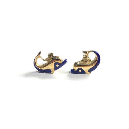 313 - 14ct gold and gem set dolphin earrings