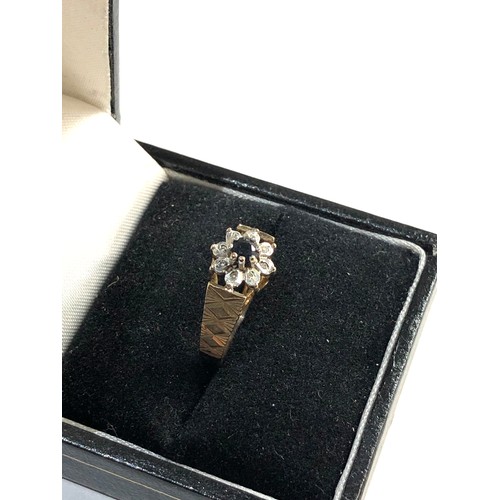 161 - 9ct Gold diamond and sapphire ring, ring size approx L weight approx 1.7g